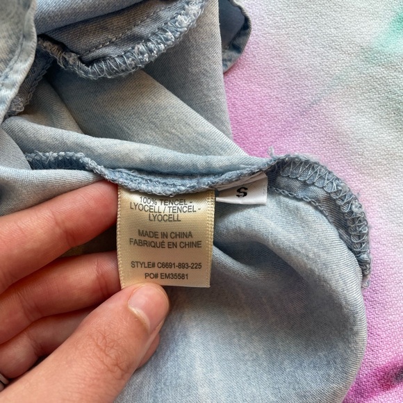 Cloth & Stone Light Wash Denim Sleeveless A-Line V-Neck Shift Dress | Size S - Picture 11 of 13